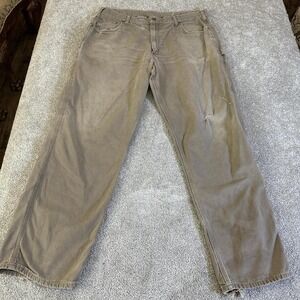 Carhartt Distressed Loose Fit Canvas Carpenter Work Pants 40x34 Utility